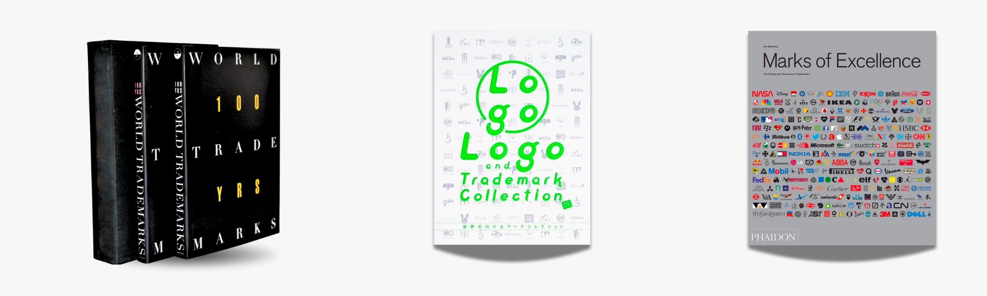 Les livres sur les marques : World Trademarks: 100 Years, Marks of Excellence, Logo and Trademark Collection. 